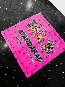 ROMWE MEN Street Life 男士时尚街头风拼布镶钻短袖T恤，夏季 - 黑色 - 查看 4