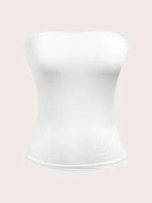 SHEIN EZwear 4件装女士纯色罗纹休闲抹胸上衣，夏季 - 彩色 - 查看 3