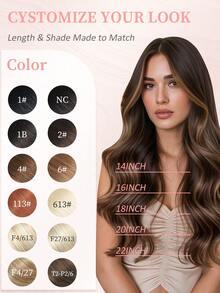 7片装，含20个夹子，120克双层缝制隐形夹式接发，真人发，T2-P2/6#深棕色渐变中棕色，真人发夹式接发，双层缝制真人发夹式接发，14-22英寸，适合女性女孩日常佩戴，冬季、圣诞节、万圣节装扮，秋季服装，女士秋季穿搭 - ST2-P2/6 - 查看 8