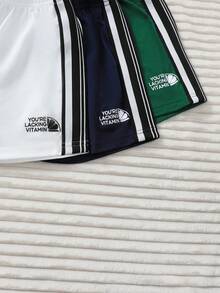SHEIN Genkimix Kids 6pcs/Set Boys' Round Neck Short Sleeve Shorts, 3pcs/Set Green, Black, White Boys' Multi-Piece Set, Letter Print "YOU'RELACKINGVITAMIN" With Side Stripe, Comfortable Fit, Suitable For Summer Daily Wear, School, Outdoor Play, Family Outings, Sports Casual Style Boys Casual Sets 6 Pcs Boys Casual Sets Boys Outfit Sets 6 Pcs Boys Set Boys Striped Short Sets Boys Short Sleeve Sets Boys Summer Sets Boy Casual Sets Boys Short Sleeve Shorts Set - Multicolor - View 6