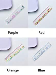 1/2/4 件套，透明植物尺，返校必备花卉尺，5.91 英寸亚克力尺，学校及办公用品 - 彩色 - 查看 5