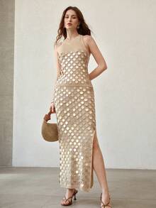 MOTF PREMIUM FALDA AJUSTADA CON ABERTURA Y LENTEJUELAS PARA MUJER - Albaricoque - Ver 1