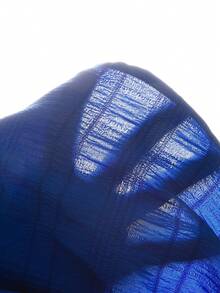 SHEIN Teen Girl Casual Vacation Solid Blue Woven Textured Flutter Sleeve Asymmetrical Ruffle Hem A-Line Dress, Spring/Summer - Blue - View 7