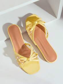 SHUZIA Women's Fashion Comfortable Bow Tie Mesh Flat Sandals