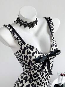 Elamini Vacation Women's Fashionable Sexy Leopard Print Slip Dress - Multicolor - View 1