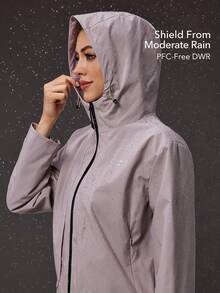 OutZeal 女士户外夹克 粉色 日常休闲 防水 连帽 拉链 带口袋 - 粉色 - 查看 2