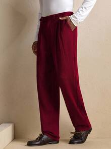 Business Casual Quần dài nam AKNOTIC họa tiết xương cá dáng rộng, thích hợp cho tiệc Giáng sinh, trang phục công sở thường ngày, mùa thu, quà tặng cho bạn trai, dịp lễ. - Đỏ - Xem 6