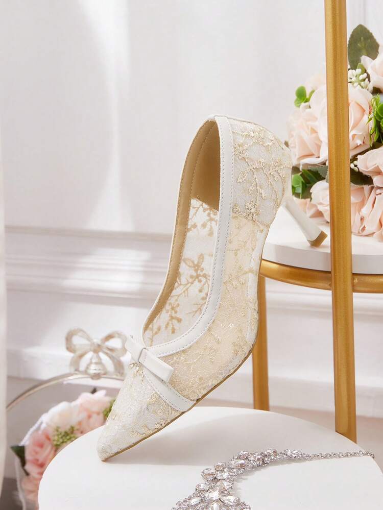 CUCCOO HITCHD Women's Pointed Toe Bow Decor Elegant High Heels Valentine's Day