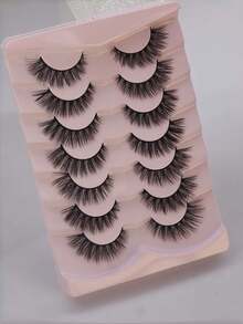 7对俄罗斯浓密型假睫毛，交叉纤长自然蓬松款，柔软无动物实验，适合送礼，打造自然美睫效果 - 黑色 - 查看 7