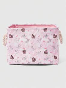 ROMWE Kawaii Lips & Cartoon Pattern Large Capacity Laundry Hamper/Basket - Pink rose cat - View 5