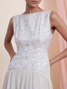 Aveloria Rosie Đầm chiffon đính sequin thời trang, thiết kế độc đáo và cao cấp. - trắng - Xem 6