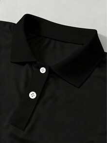 Resyla Women Solid Color Short Sleeve T-Shirt For Summer - Black - View 5