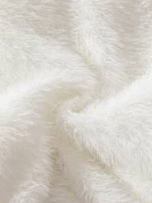 Elladie kids Young Girls Fashionable, Sweet And Cute Fluffy Long Sleeve Top Jacket With Pocket Decorated Skirt, Casual Minimalist White Jacket Set - White - View 8