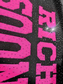 ROMWE MEN Street Life 男士时尚街头风拼布镶钻短袖T恤，夏季 - 黑色 - 查看 2