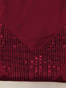 Franclia 优雅亮片拼接无袖背心，夏季 - 酒紅色 - 查看 3