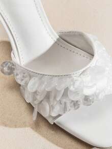 SHUZIA Ladies Waverly Shell Kitten Heel Mule Sandals Valentine's Day Summer Shoes - White - View 7