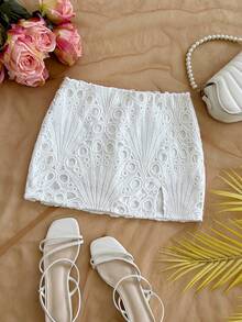 Soleia 春夏新款休闲度假西部海滩婚礼宾客着装毕业早午餐女士圣帕特里克节春假复活节音乐节优雅波西米亚热带风情优雅婚礼季派对情人节约会白色纹理迷你裙 - 白色 - 查看 3