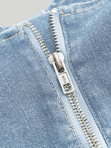 SHEIN MOD Women's Casual Asymmetric Hem Sleeveless Denim Top, Summer - Light Wash - View 3