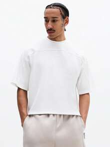 SUMWON Men's Essentials Panel Detail Short Sleeve Crew Neck T-Shirt Regular Fit Casual Everyday Basic Tee Summer Spring - White - View 1