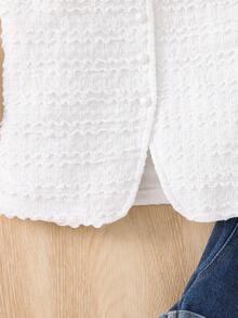 Áo không tay dệt kim màu trơn dành cho bé gái, kiểu dáng thường ngày, thích hợp cho kỳ nghỉ hè. - trắng - Xem 3