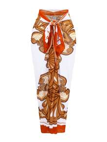 Swim Oasis Conjunto de 2 piezas de traje de baño de una sola pieza con falda de cintura alta para mujer, para resort de playa 2026 - Naranja Coral - Ver 5