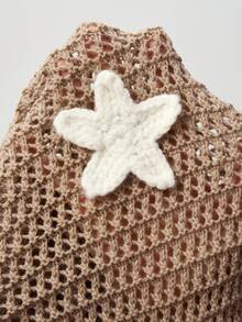 Bohemela Casual Asymmetric Hem Sleeveless Starfish Decor Knit Top, Summer - Khaki - View 11