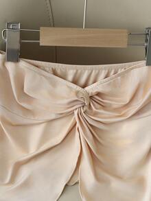 GlowEve Women's Fashion Tube Knotted Satin Elegant Casual, Vacation, Outing, Party Top, Spring/Summer - Apricot - View 5