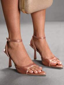 CUCCOO SZL Women's Pointed Toe Buckle Design Fashion High Heel Sandals For Daily Wear - Rose Gold - View 6