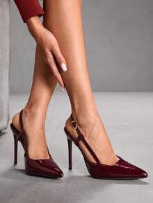 CUCCOO SZL Women's Elegant Pointed Toe Pumps For Commuting Valentine's Day - Mirror burgundy - View 9