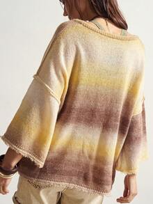 Bohemela Ombre Distressed Loose Knit Sweater
