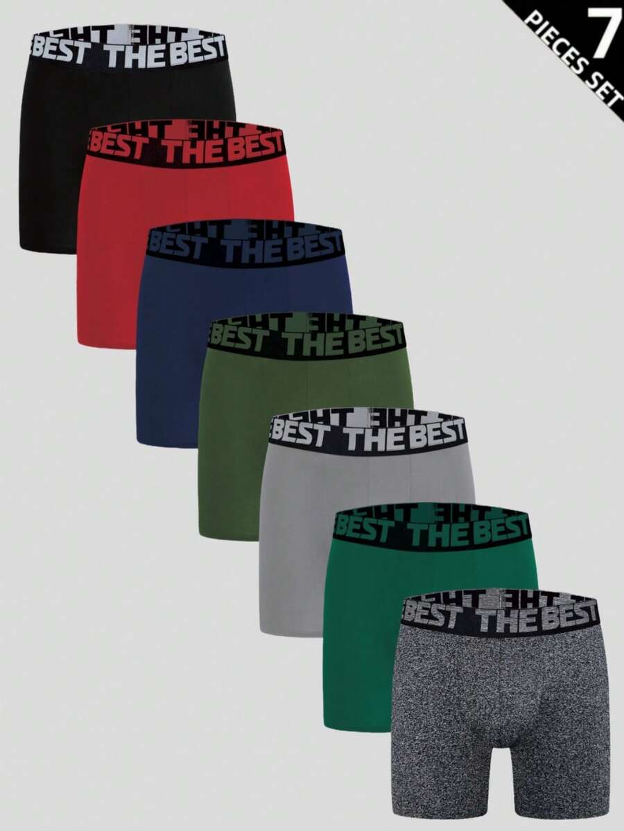 7pcs/Set Men's Letter Waistband Briefs - Multicolor - View 1