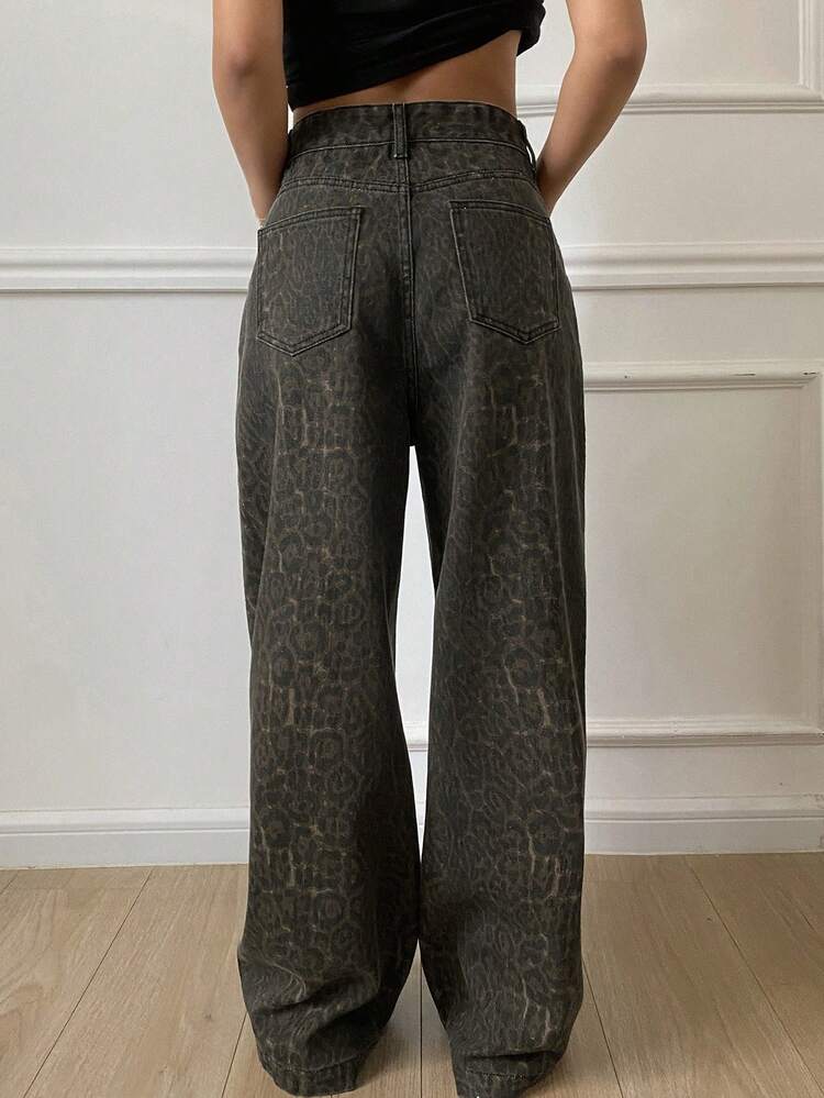 Women's Distressed Wide Leg Jeans, Western Style