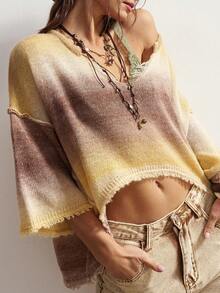 Bohemela Ombre Distressed Loose Knit Sweater