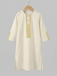 男童经典复古花卉图案长袖衬衫 - 白色 - 查看 3