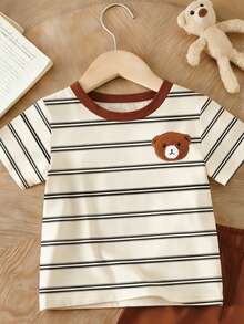 Baby Boy Cartoon Bear Print T-Shirt And Shorts Set, Spring/Summer - Multicolor - View 5