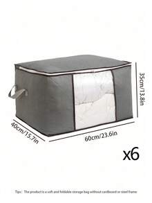 Large Capacity Storage Bag, Non-Woven Quilt Storage Bag, Quilt Travel Moving Storage Packing Bag, Clothes Luggage Storage Bag, For Seasonal Storage And Organization Decorations  Decor Fall Decor Bedroom Decor Christmas For Holiday Gift Giving - Light Grey - View 9