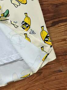 Manfinity Joysei 男式正面纽扣卡通香蕉全身印花短袖休闲度假衬衫