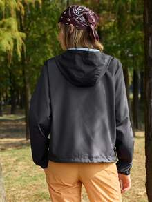 In My Nature Chaqueta casual con capucha para mujer para exteriores - Negro - Ver 3
