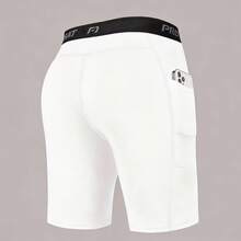 Men's Fitness Boxers With Pockets, Sports Shorts With Long Leg Compression And Fast Drying - White - View 2
