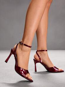 CUCCOO SZL Ivory Round Toe Lace Faux Pearl Elegant Wedding Party High Heel Sandals For Women For Christmas Spring Shoes - Mirror burgundy 225 - View 7