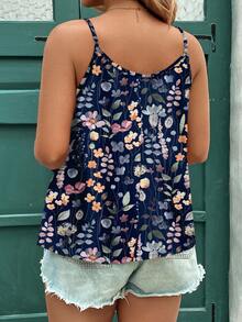 EMERY ROSE 复古水彩花卉休闲优雅加大码吊带背心，适合夏季度假 - 彩色 - 查看 2