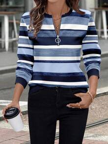 EMERY ROSE Sudadera ligera con cuello redondo y cremallera delantera para mujer, adecuada para principios de primavera - Multicolor - Ver 3