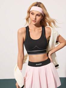 CourtClass Soutien-gorge de sport décontracté et confortable pour femmes, idéal pour le fitness et le quotidien - Noir - Voir 7