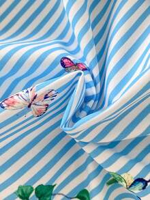 SHEIN 少女条纹碎花休闲连衣裙 - 白色 - 查看 9