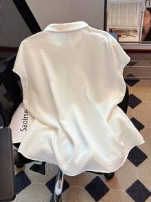 SHEIN LUNE 大码刺绣休闲衬衫 - 米色 - 查看 2