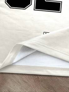 Manfinity Dauomo 男士时尚街头风撞色数字印花圆领短袖T恤短裤套装，夏季 - 彩色 - 查看 5