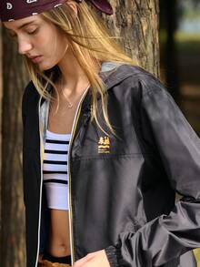 In My Nature Chaqueta casual con capucha para mujer para exteriores - Negro - Ver 6