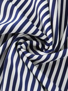 Franclia Women's Striped Shirt And Asymmetric Ruffle Skirt Pants, Elegant 2-Piece Suit Set - Navy Blue - View 4