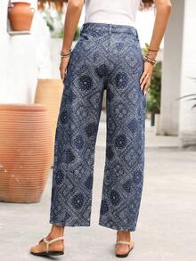 EMERY ROSE 女士宽松腰果花喇叭休闲牛仔裤 - 彩色 - 查看 2