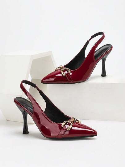 CUCCOO SZL 女士纯色尖头时尚优雅通勤高跟鞋